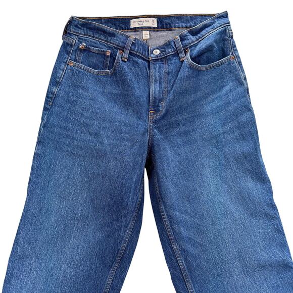 Abercrombie & Fitch Curve Love The Straight Mid Rise Jeans Blue Women 29/8 TALL - Picture 4 of 8
